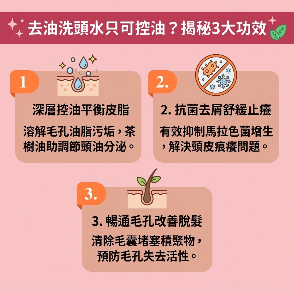 這是一張 1:1 扁平化醫美資訊圖表,教導大家【日常頭皮護理】與【正確洗頭方法】。圖中解析去油【洗頭水】成分,指出若【荷爾蒙】失調刺激【皮脂腺】,會產生過多【頭油】與【油脂】。要【解決頭皮出油】及【預防脫髮問題】(避免異常【脫髮】),必須【控制油脂分泌】與【深層清潔頭皮】。
選擇含有溫和【表面活性劑】、【氨基酸】、【水楊酸】、【茶樹油】或【薄荷】成分的產品,能發揮【清爽控油效果】與【抗菌消炎作用】。這不僅能【去除老廢角質】,還能【溫和清潔毛囊】並【改善頭皮環境】。若使用【無矽油配方】(不含【矽油】)洗髮,搭配合適的【護髮素】,能為頭皮鎖住【水分】及保護【蛋白質】。
正確的成分能修護【角質層】以【修復受損屏障】,幫助【保持水油平衡】。這樣能有效【舒緩頭皮敏感】、【減少頭皮痕癢】,甚至【預防頭瘡形成】(避免長【頭瘡】)與消除【頭皮屑】。只要做好【調理頭皮健康】,保護【頭皮】與【毛囊】,就能輕鬆【改善頭髮扁塌】,大幅【增加頭髮蓬鬆度】!