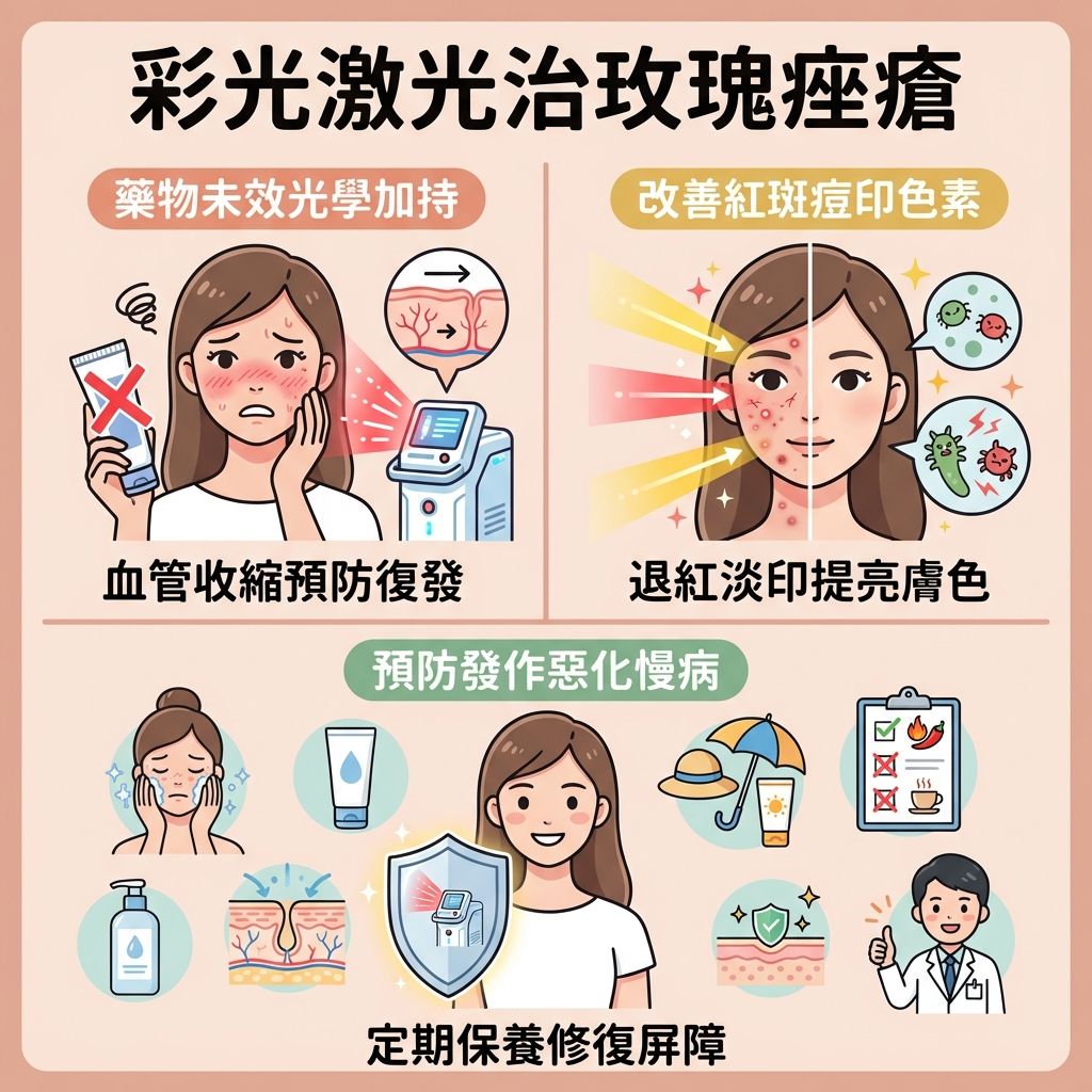 玫瑰痤瘡如何治療？彩光及激光篇