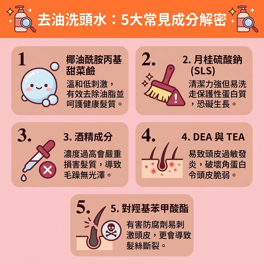 這是一張 1:1 正方形的醫美資訊圖表,介紹【洗頭水】的【清爽控油效果】與【日常頭皮護理】。當【荷爾蒙】影響【皮脂腺】,分泌過多【油脂】與【頭油】時,會破壞【角質層】與【水分】的平衡,導致無法【保持水油平衡】。若缺乏【正確洗頭方法】,容易引發【頭皮屑】、長【頭瘡】,甚至導致【脫髮】。
為【解決頭皮出油】與【預防脫髮問題】,建議選用【無矽油配方】且富含【氨基酸】、【蛋白質】、【水楊酸】、【茶樹油】或【薄荷】的產品。這些成分能發揮【抗菌消炎作用】,配合溫和的【表面活性劑】,能有效【控制油脂分泌】並【深層清潔頭皮】。
定期【溫和清潔毛囊】能【去除老廢角質】、【預防頭瘡形成】,並【減少頭皮痕癢】。這不僅能【舒緩頭皮敏感】、【修復受損屏障】,更能【改善頭皮環境】。洗後可搭配無【矽油】的【護髮素】,幫助【調理頭皮健康】。只要毛孔暢通,就能保護【頭皮】與【毛囊】,不僅能【改善頭髮扁塌】,還能大幅【增加頭髮蓬鬆度】!