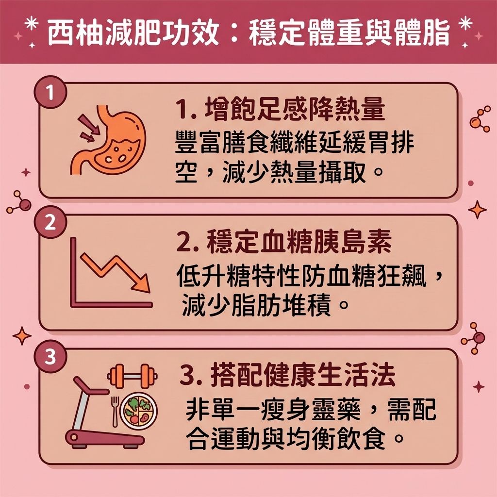 這是一張 1:1 正方形扁平化設計的台灣健康部落格風格資訊圖表。圖表詳細介紹了西柚減肥的功效，並推薦搭配生果排毒水食譜與自製排毒水做法。透過將西柚、檸檬、青瓜與薄荷葉泡製成排毒水，能有效補充每日水分並提供豐富的維他命與抗氧化物，達到美白抗氧化的效果。

西柚富含水溶性纖維，有助於保護消化系統，排毒清腸宿便並排出體內毒素。這能改善飲食習慣，精準控制熱量攝取，減少多餘卡路里。同時能促進血液循環，有效消除下肢水腫，解決水腫困擾。

在體態管理上，這套健康減重餐單能大幅提升基礎代謝與整體的基礎代謝率，加速新陳代謝。這不僅能減少脂肪囤積，更能徹底燃燒深層脂肪，精準打擊頑固的皮下脂肪、內臟脂肪與脂肪細胞。長期下來能有效降低體脂比例與體脂率，助您順利突破減肥停滯期，打造易瘦體質並預防體重反彈。

若渴望更極致的體態，圖表側邊結合了醫學美容專欄，推薦無創減脂技術與局部減脂療程。透過專業的溶脂科技進行醫美定位修形，全方位為您雕塑健康完美的體態！